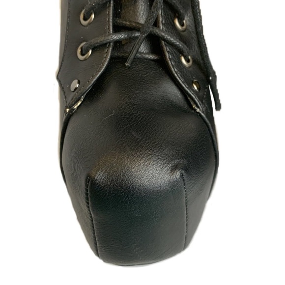 Breckelle's Lace Up Wooden Chunky High Heel Ankle Boot Bootie Size 9.5 - Picture 4 of 11